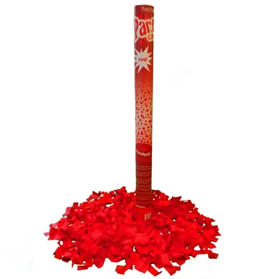 Produktbild von Konfettikanone Rot 60 cm Rote Papier-Konfetti für Party, Geburtstag & Valentinstag
