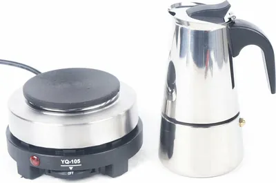 Produktbild von Profesjonalny ekspres do kawy Mocha ze stali nierdzewnej i kuchenka elektryczna ze stali nierdzewnej 4cup (200ml) DHL