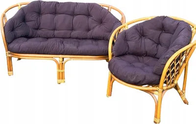 Produktbild von Kissen für ein Rattan-Gartensofa und einen Gartensessel, braun, Kissen für die Rückenlehne und den Sitz eines Rattan-Gartensofas und eines Gartensessels
