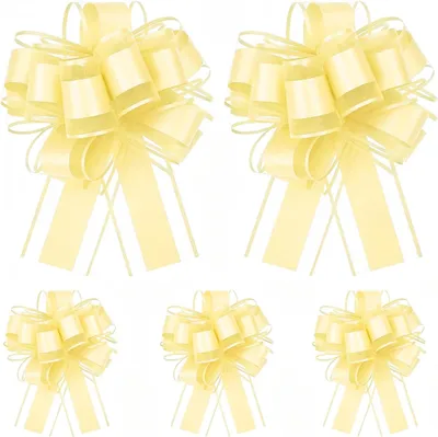Imagen del producto de Lazos de regalo, color amarillo, 5 unidades, 15 cm, para envoltorios de regalo