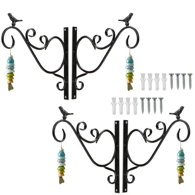 Produktbild von Jopassy 4 Stück Haken Wandhalterung Blumenampel Landhaus Gusseisen Konsole Regal Aufhänger Wandhaken Blumenhaken Laternenhalter Vogel 26 cm