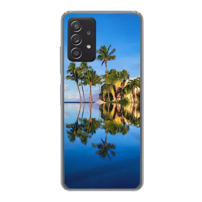 Produktbild von MuchoWow® Handyhülle Schutzhülle Hülle für Samsung Galaxy A33 5G Am Wailea Beach in Hawaii spiegeln sich die Palmen im Wasser Silikon Softcase Handy Hülle - Kartenhalter