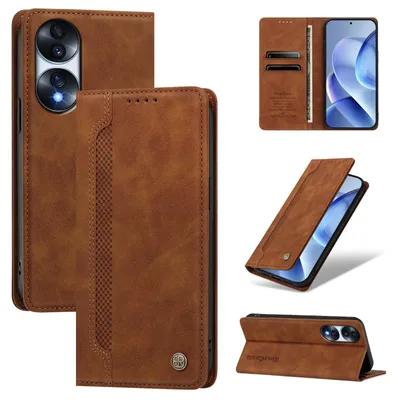 Produktbild von Handyhülle für Honor 70, Leder Wallet Klapphülle mit Standfunktion, Stoßfeste Schutzhülle Braun
