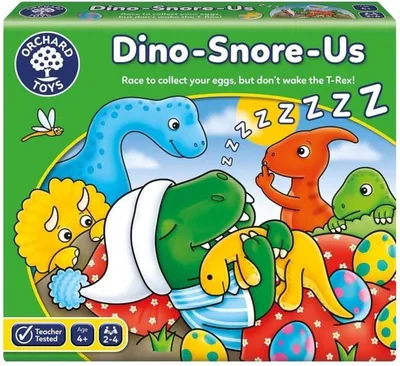 Image de Orchard Toys Dino-Snore-Us Game, Un jeu de société amusant sur le thème des dinosaures pour les âges 4+, Encourage les compétences de numération et de comptage pour les enfants