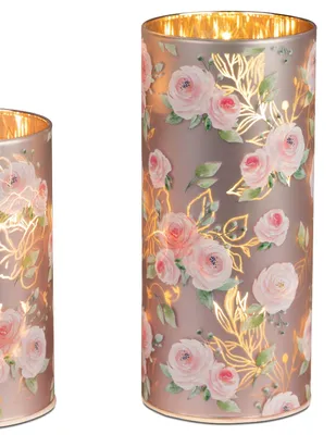 Produktbild von LED Tischlampe Deko Licht LA ROSE mit Rosendekor H. 20cm Rosa Glas Formano WA