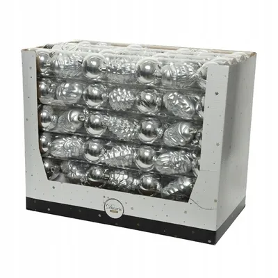 Image de Set de boules de Noël cônes argentés 7 pièces 7 cm