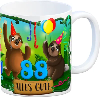 Produktbild von Faultier Kaffeebecher zum 88.Geburtstag Tasse Kaffeetasse Becher mug Teetasse