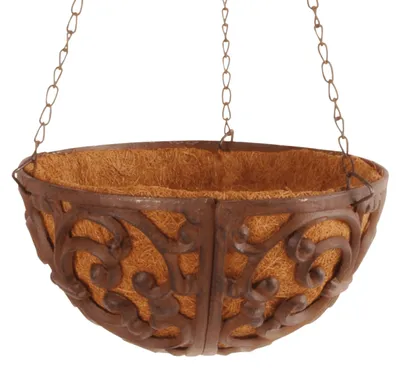 Produktbild von Hanging Basket aus Gusseisen mit Kokoseinlage Ø 25,8 cm für Garten Deko