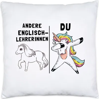 Produktbild von Andere Englischlehrerinnen Du Kissen Inkl. Füllung Pferd Einhorn Humor Lustig Unicorn Geschenk Apotheke