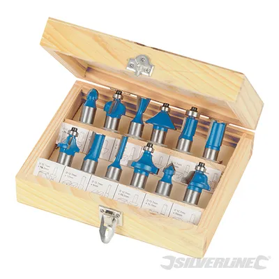 Image de Fraises à Défoncer Silverline Kit 12 Fraises Tct 1/2 Pouce - Silverline