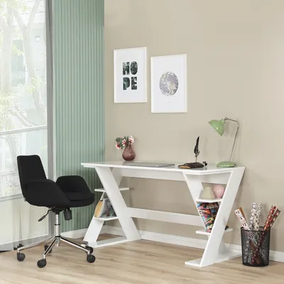 Produktbild von Skye Decor, Lungo - White, Schreibtische, Weiß, Spanplatte, 140 x 73 x 60 cm