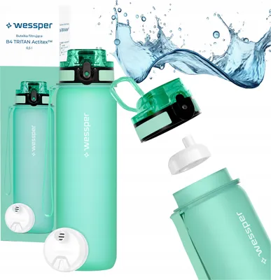 Zdjęcie produktu dla Wessper B4 0,5 l butelka Tritan z filtrem Sportowa butelka do picia + 1 filtr
