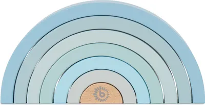 Produktbild von Bieco Holz Regenbogen Baby blau - Steckspiel Holz - Motorikspielzeug Holz Baby Regenbogen Holz groß - Regenbogen Bausteine Holz Holzregenbogen Regenbogen Stapelspiel Stapelregenbogen Regenbogen blau