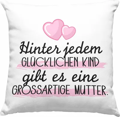 Produktbild von Trendation - Mama Deko-Kissen mit Füllung 40x40 Geschenk für Mutter von Kinder Sohn Tochter Muttertag Muttertagsgeschenk Beste Mama Danke Weihnachten Geburtstag Lustig (Grau)