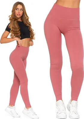 Produktbild von MORAJ Damen-Leggings mit hohem Bund und Rippstrick, modische pinkfarbene Leggings, Größe S/M