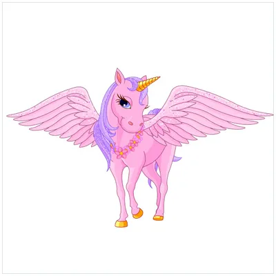 Produktbild von Wallario Sticker / Aufkleber für Kühlschrank / Geschirrspüler / Küchenschränke, selbstklebende Folie - 60 x 60 cm, Motiv: Rosa Einhorn mit großen Flügeln