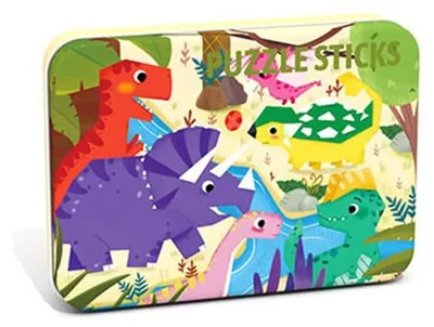 Produktbild von Montessori Holzpuzzle Stäbchen Dinosaurier - 32 Teile - Lernpuzzle Zweiseitig ab 3 Jahren