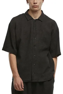 Image de Urban Classics - Chemise en mousseline délavée à l'acide, noire - 4XL