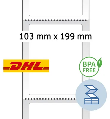 Produktbild von HERMA 58506 DHL Versandetiketten 103x199 mm Thermodirektdruck 1100 Etiketten/Packung