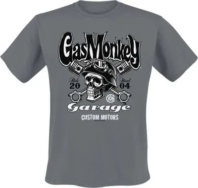 Produktbild von Gas Monkey Garage T-Shirt Herren Custom Motors Skull grau XXL