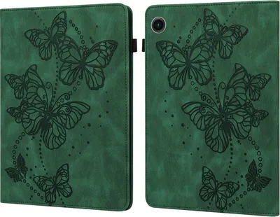 Produktbild von Für Samsung Galaxy Tab A9 Schmetterling Muster 2 Kunstleder Hülle Cover Tasche Grün