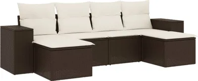 Produktbild von 6-tlg. Garten-Sofagarnitur mit Kissen Braun Poly Rattan