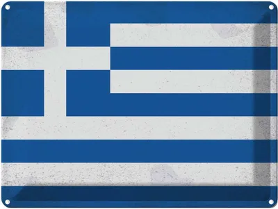 Produktbild von vianmo Blechschild 30x40 cm Griechenland Greece Flagge Fahne Wappen
