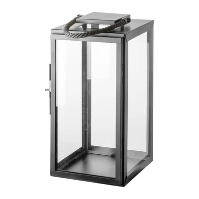 Produktbild von SEVILLA Laterne - H.48cm - grau/schwarz - Edelstahl /Glas - Dekoration