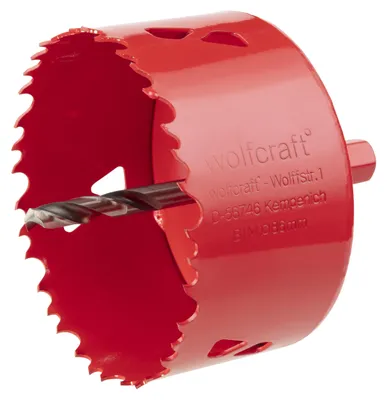 Zdjęcie produktu dla wolfcraft GmbH 5486000, Pojedyńczy, Wiertarka, Płyty gipsowo-kartonowe, Metale nieżelazne, Plastik, Sklejka, Stal, Drewno, Czerwony, Bimetaliczny, Stal szybkotnąca (HHS)