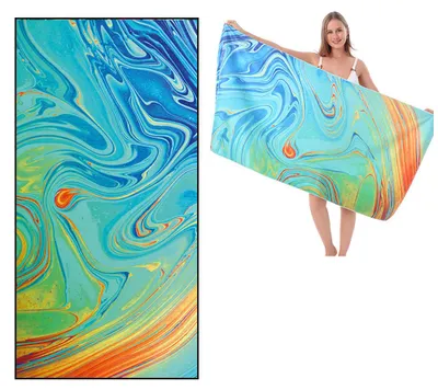 Produktbild von Mikrofaser Strandtuch 1 Stück, Schnelltrocknendes Übergroßes Reise-Strandtuch 150 x 75 cm, Sandabweisendes Poolhandtuch Für Erwachsene