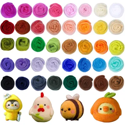 Wollfilz-Set, 40 Farben, 120 g, Nadelfilzwolle, DIY