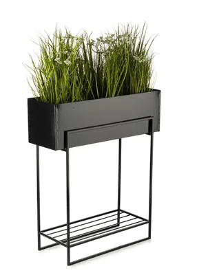 Zdjęcie produktu dla Czarny kwietnik metalowy stojak na kwiaty rośliny 72 cm