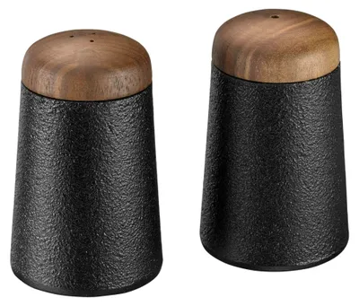 Produktbild von Salz- und Pfefferstreuer-Set aus Gusseisen mit Walnussdeckel