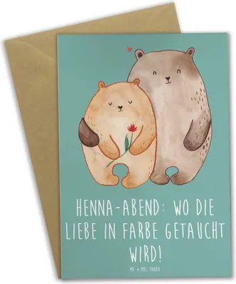 Produktbild von Mr. & Mrs. Panda Klappkarte Henna-Abend Farbenliebe - Meeresbrise - Geschenk, Geschenke, osterkarten, besondere Atmosphäre, glückwunschkarten, Hochzeitsritual, Heirat