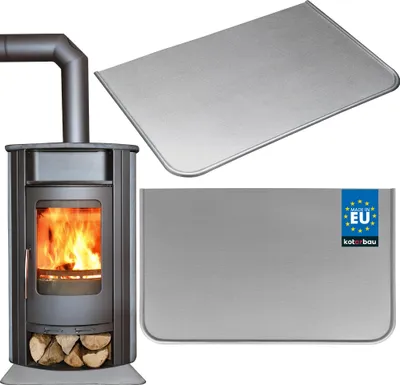 Produktbild von KOTARBAU® Ofen-Bodenblech 450x330 mm Bodenschutz für Feuerstellen Silber