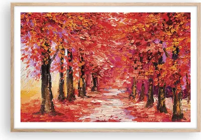 Produktbild von Gerahmtes Poster - Rahmen in heller Eiche - Herbst Park Allee - 91,5x61 cm - Wand Bild - Wanddeko - Wandbilder - Wandposter - Bilderrahmen - Bilder - Kunstdruck - Wandbild - P2NAA91x61-4292