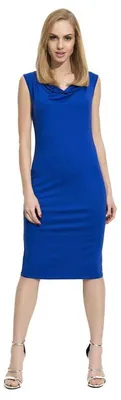 Produktbild von Damen Klassisches Kleid Ärmellos Wasserfallausschnitt; Blau M (38)