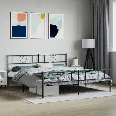 Produktbild von Maison Exclusive - Metallbett ohne Matratze mit Fußteil Schwarz 180x200 cm
