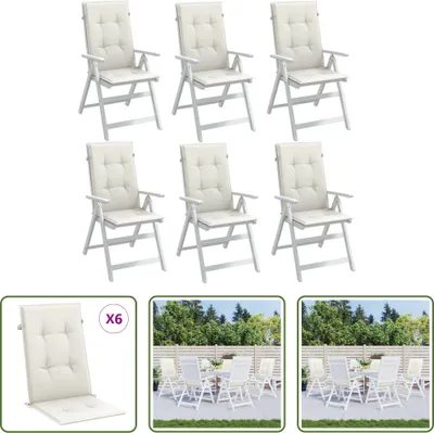 Produktbild von The Living Store Hochlehner-Auflagen 6 Stk. Melange Creme 120x50x4 cm Stoff