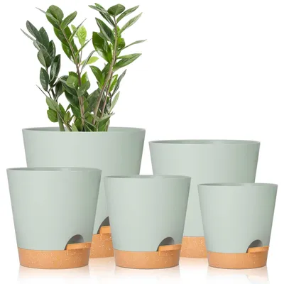 Productafbeelding van Solidchoice - Zelfwatergevende Plantenpotten Set van 5