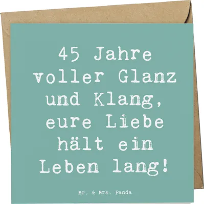 Produktbild von Mr. & Mrs. Panda Grußkarte Spruch 45. Hochzeitstag Messinghochzeit - Meeresbrise - Geschenk, beständige Liebe, Glückwunschkarte, Klappkarte, Jubiläumssprüche, Heirat