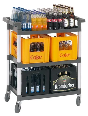 Produktbild von Adjutant Transportwagen mit 3 Ablagen, 120 kg Tragkraft, 4 Lenkrollen, B 41,5 cm H 94 cm