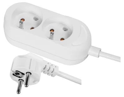 Produktbild von Jonex PS-270/2m Doppel-Verlängerungskabel mit Schutzkontakt weiß