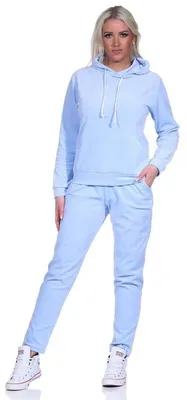 Produktbild von Damen Nicki Jogginganzug Freizeitanzug Kapuzenpullover; Hellblau 2XL/44