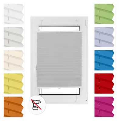 Obrázek produktu pro Estika Plisé roleta bez vrtání - 80 x 120 cm - Světle šedá - Snadná montáž pomocí úchytů