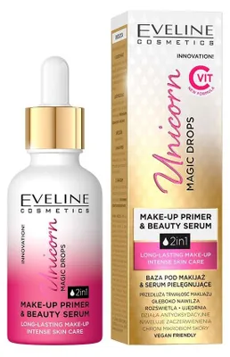 Zdjęcie produktu dla Eveline Cosmetics Unicorn Magic Drops – baza pod makijaż, długotrwały efekt, błyszczące wykończenie