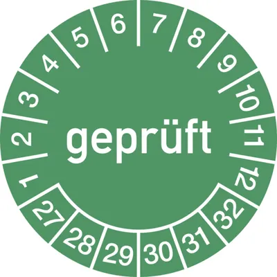 Produktbild von Dreifke® Prüfplakette  2027 - 2032, Dokumentenfolie, Ø 25 mm, 10 Stück...