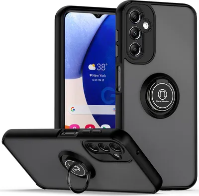 Produktbild von Galaxy A14 5G Hülle, Ring Halter Ständer Matte Transluzent TPU Rahmen Stoßfest Schutzhülle für Samsung Galaxy A14 5G Schwarz