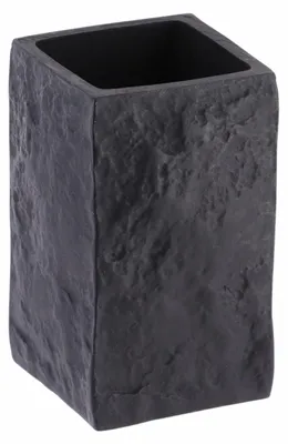 Image de TENDANCE | Gobelet de salle de bain - Gobelet pour brosse à dents - Gobelet de salle de bain - noir - 6 x 11 cm - en polyrésine - Porte-brosse à dents - Pratique