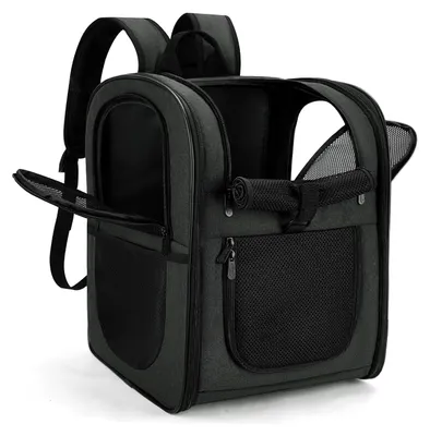 Haustierrucksack für Hunde & Katzen, 2-12 kg, faltbar, grau